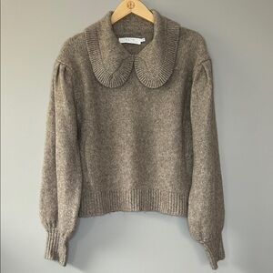 ASTR the Label Dashwood Peter Pan‎ Collar Sweater Balloon Sleeve Medium Taupe